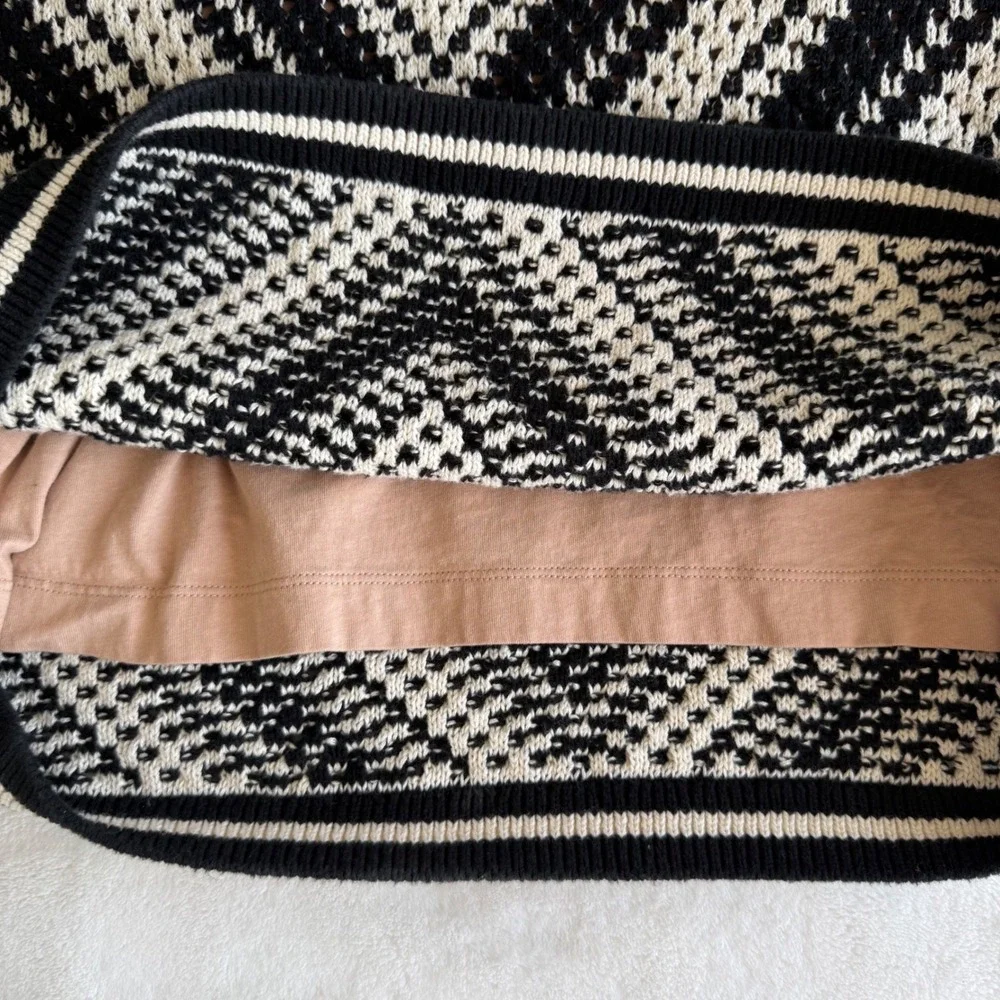 Gap Black &‎ Ivory Chevron Knit Sweater Tank Dress Sleeveless Stretch Midi Lined